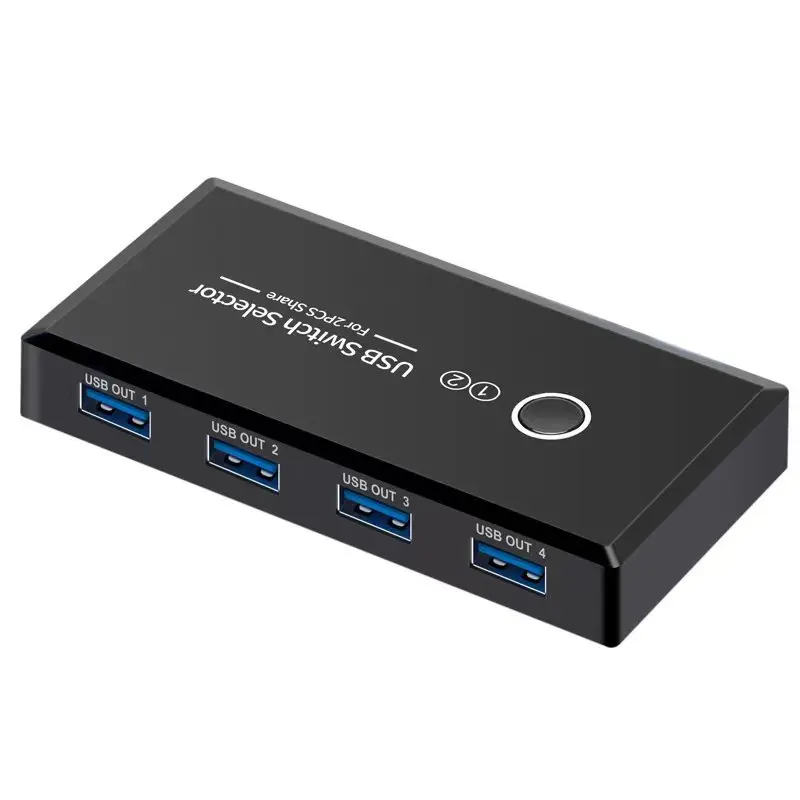 USB-адаптер KVM-переключателя USB 3.0, 2 входа, 4 выхода, USB-переключатель, KVM-переключатель, Sharer принтера для клавиатуры компьютера