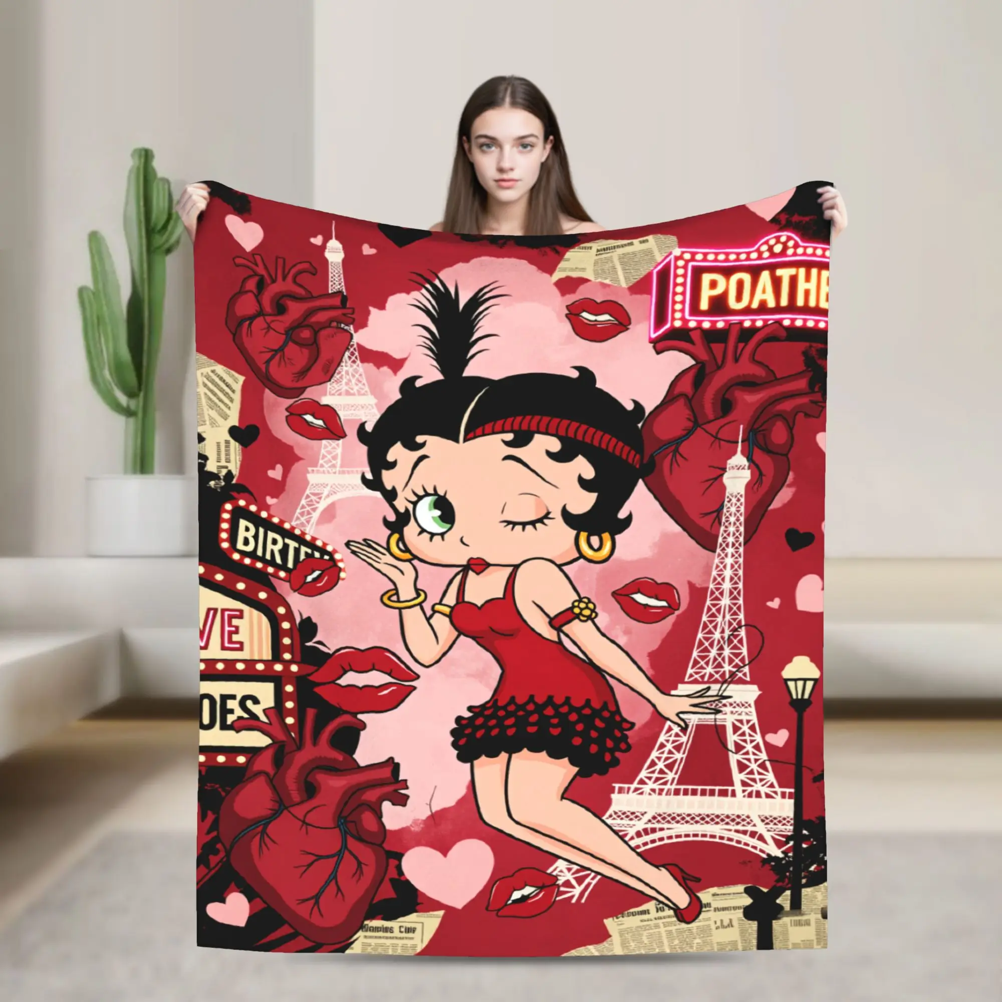 Warm Blanket Camping B-Bettys Boops Throw Blanket  Flannel Bedspread For Living Room Comfortable Sofa Bed Cover