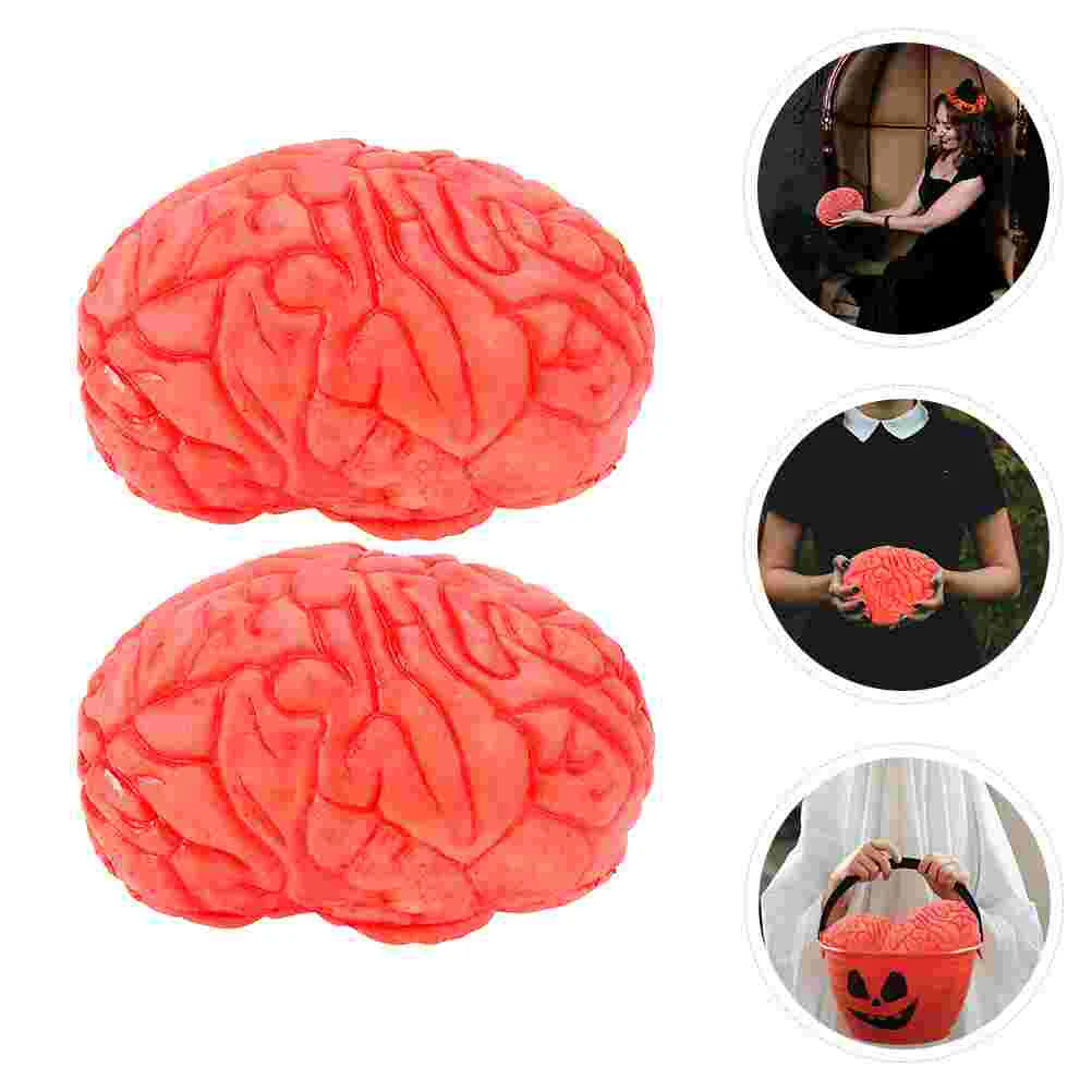 2 Pcs Decorate Simulation of Human Organs Child Mannequin Fake Brain Prop Emulsion Parts