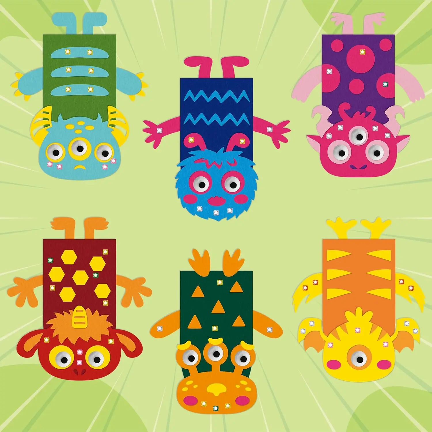 6Pcs DIY Hand Puppet Craft Kit with Pompoms & Googly Eyes, Creative Felt Sock Puppet Toys for Kids Role Play Party