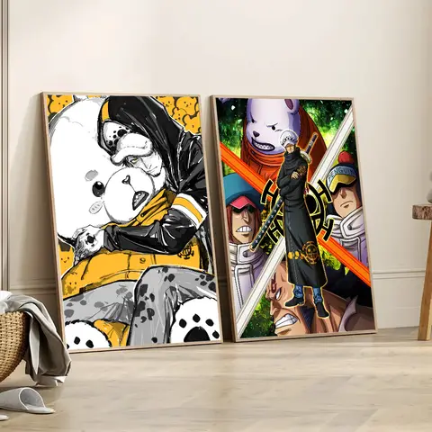 Trafalgar hukuk kalp korsanlar Anime posterler yapışkan Painting boyama duvar sanatı beyaz Kraft kağıt duvar dekor
