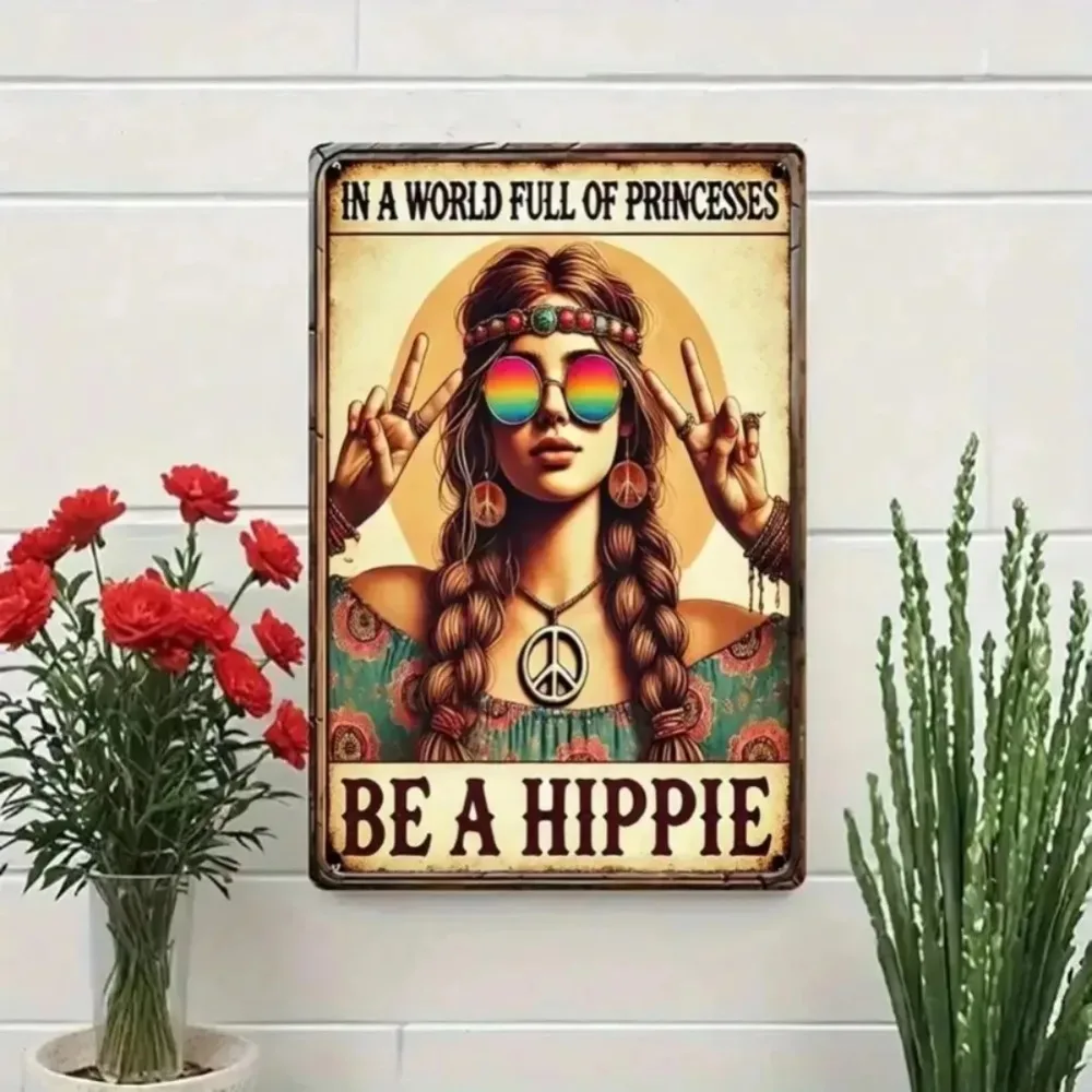 

Винтажный металлический знак 8x12 дюймов, уличный садовый настенный декор, всепогодная табличка в стиле хиппи