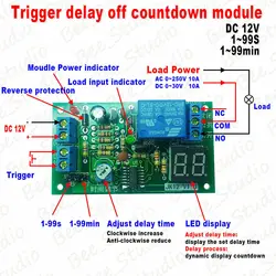 DC 12V LED Display Adjustable Trigger Timer Time Delay Turn Off Time Relay Switch Countdown Module