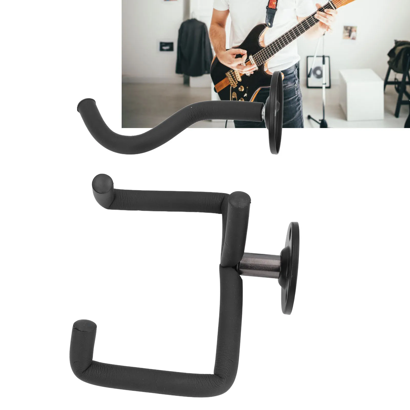 

Guitar Wall Mount Hanger Iron Foam Instrument Neck Hook 2 Pack with 6 Expansion Plugs 6 Screws for Acoustic Electric Guitar