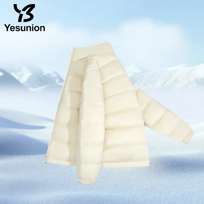 YESUNION للجنسين الشتاء الوقوف طوق الأبيض أسفل سترة دافئة يندبروف معطف خفيف الوزن سترة منتفخة مقاوم للماء معطف عالي الجودة