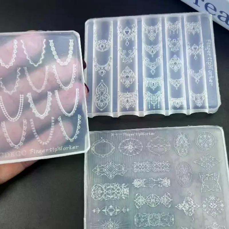 3D Silicone Nail Art Mold European Style Retro Patterns Lace Design Decoration DIY Transparent Manicure Template
