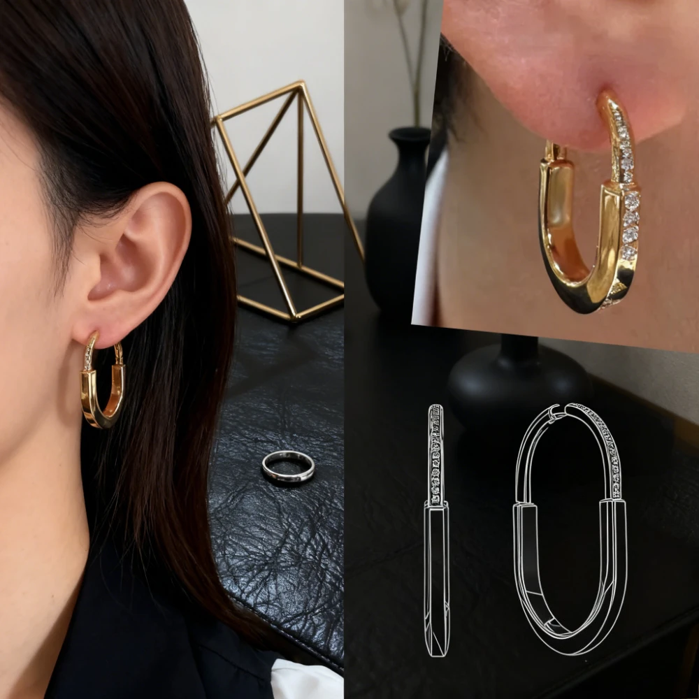 

Модные серьги-кольца 2026: Блестящие украшения, подарок для женщин на День святого Валентина, модные вечеринки, юбилеи