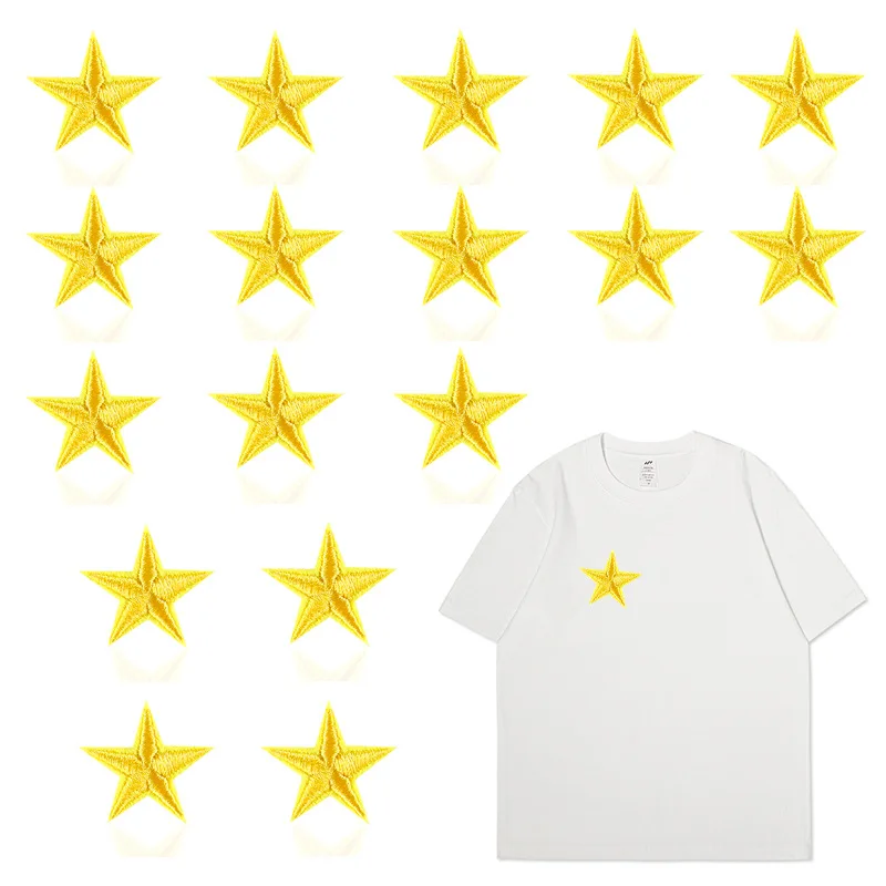 10Pcs Yellow Star Patches for Clothing, Hats & Shoes - Embroidered Patch Badge - Iron On Applique for Embellishment