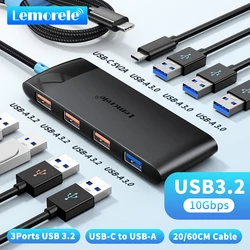 Lemorele TC110 8 Port HUB USB C 10Gbps Hub USB Type C to USB 3.2 Gen Data 3 Ports Hub Adapter For Computer Office Accessories