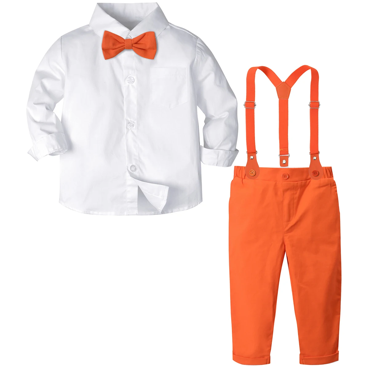 Baby Boy Halloween Outfit Set Suit for Kids Clothes Toddler Party Gift Infant Suspender Orange Formal Winter Photography Costume