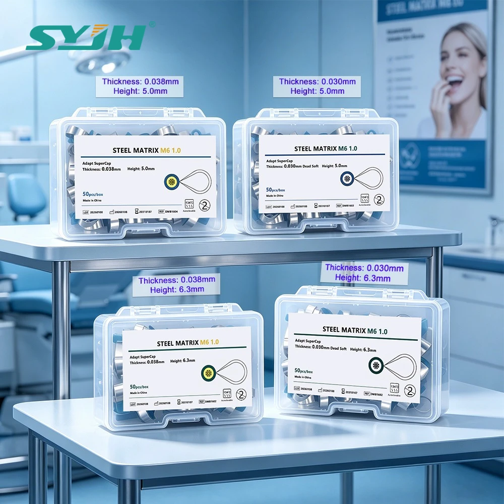50PCS/Box Dental Matrix Bands Steel Double-Side Contoured Anatomically Shaped Sectional Matrix Bands for Dental Tools