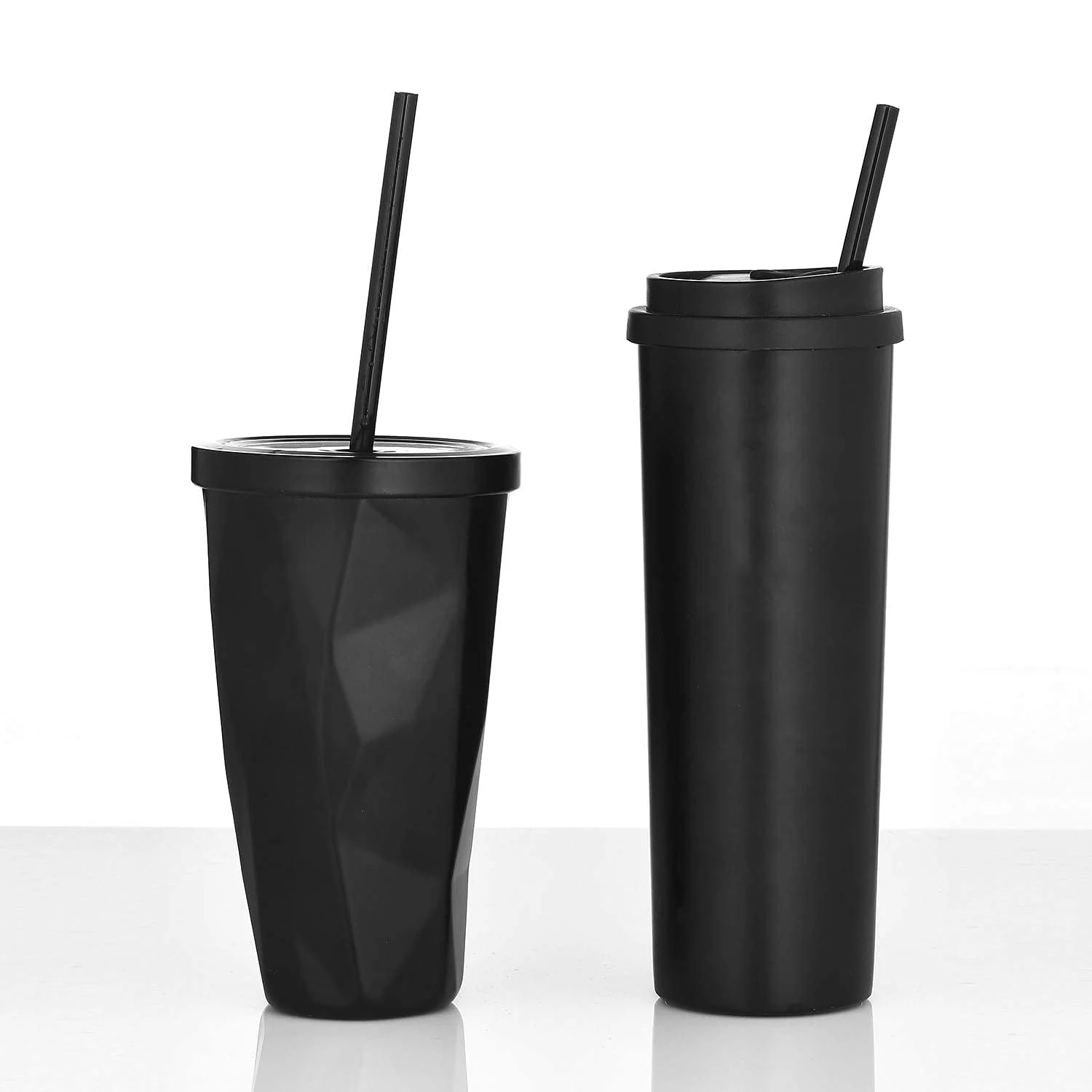 12-Pack Reusable Black Straws, 10.5\