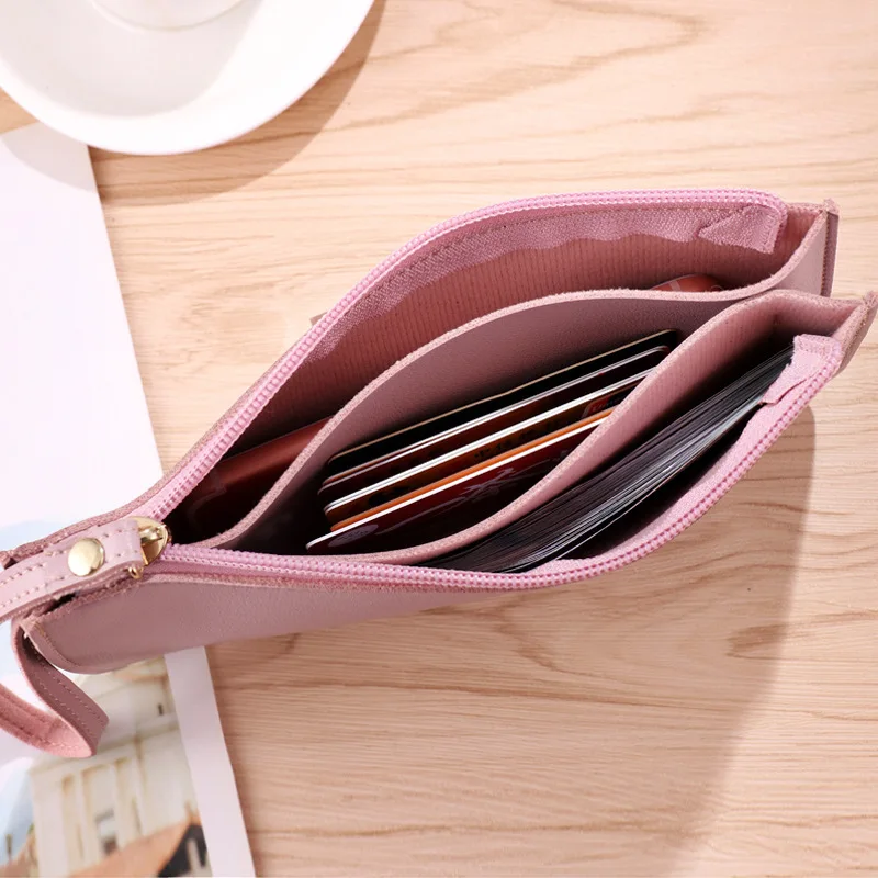 New Wholesale Soft Face Double Layer Women's Wallet, Student Handbag, Mobile Phone Bag, Large Capacity Zero Wallet