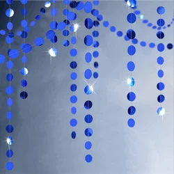 Royal Blue Graduation Decorations Circle Dots Garland Paper Hanging Polk Dot Streamer Baby Shower Gender Reveal Boy Party Banner