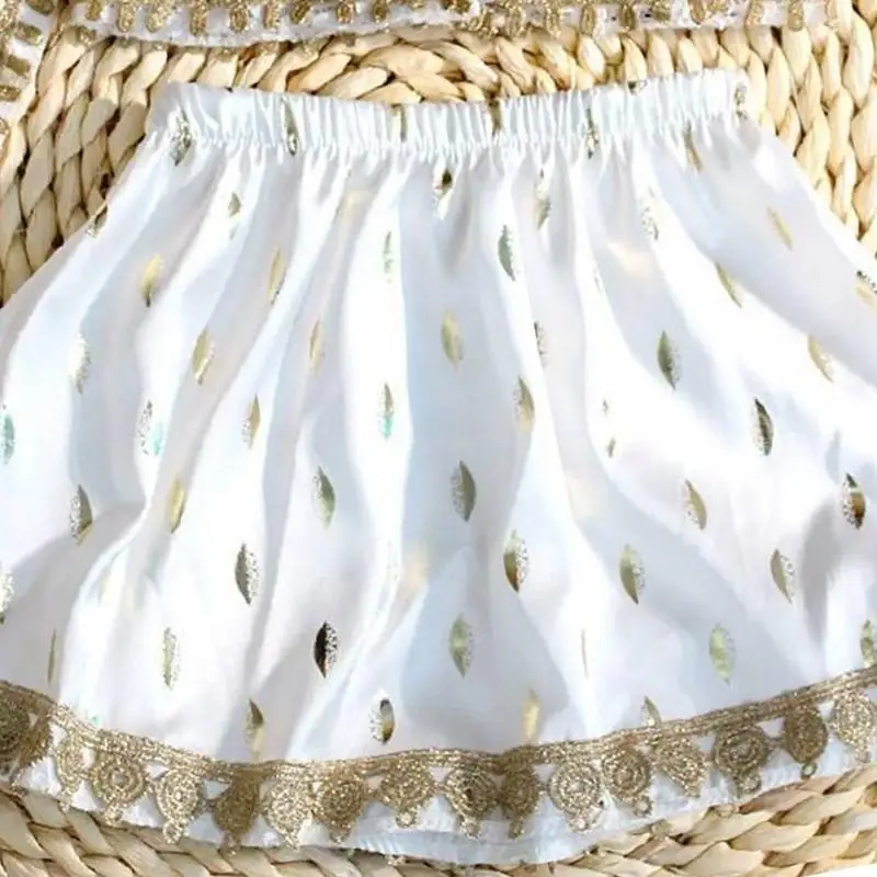 

U13F Newborns Photoshoots Outfit Hundred Day Photos Taking Suit for Female Baby Bohemian Top & Short Skirt