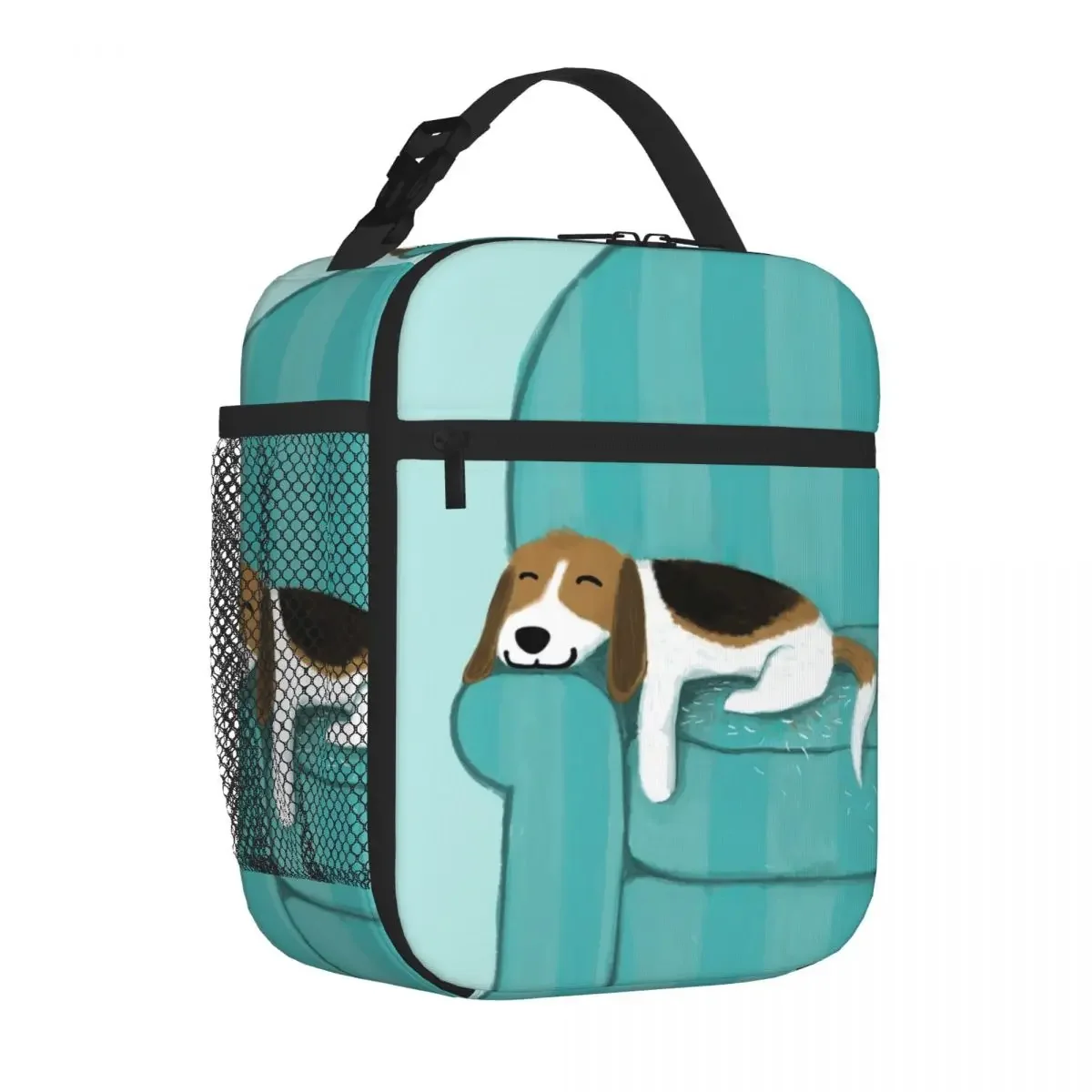 Happy Couch Dog Cute Beagle Throw Lunch Bags Insulated Lunch Tote Bento Box Resuable Picnic Bags for Woman Work Children School