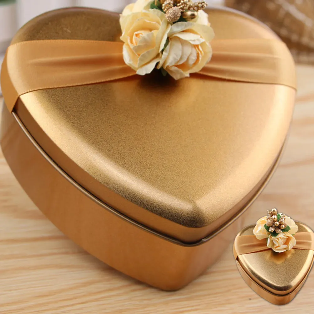

5Pcs Heart Shaped Tinplate Candy Box Bright Color Wedding Candy Storage Box Biscuit Cookie Gift Boxes Tinplate Jars