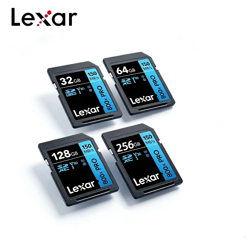 UHS-I SDXC Memory Card 256GB 128GB 64GB Lexar 800x Pro V30 Class 10 150MB/s Read 4K UHD Video for Camera Camcorder Photography
