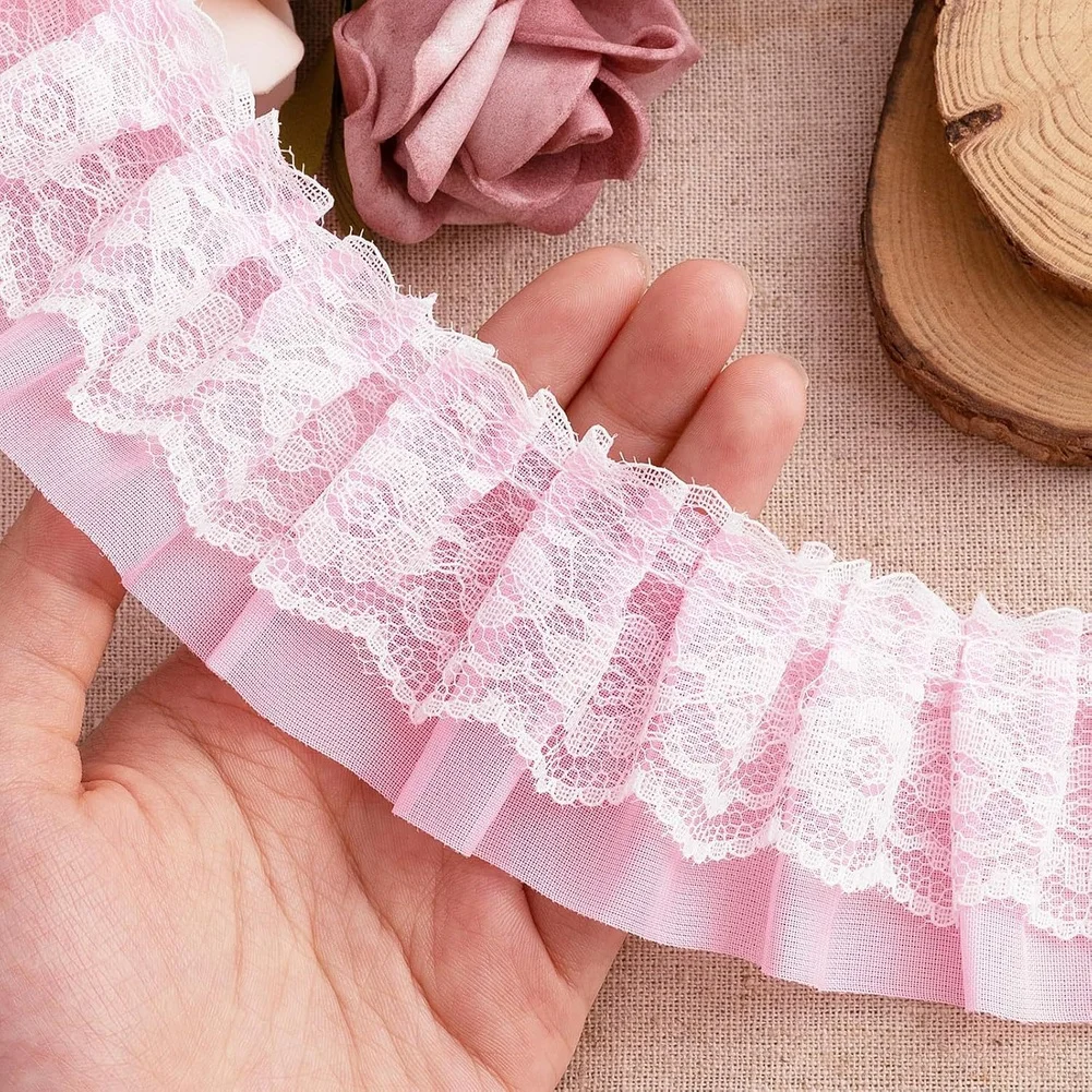 5cm Width 11m Long Sheer Chiffon Lace Trim Ribbon Soft Lightweight Fabric Band For DIY Sewing Wrapping Wedding Home Decoration