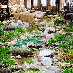 PVC Self Adhesive Waterproof 3D Floor Tiles Sticker Classic Photo Wall Murals Bedroom Mall Flooring Wallpaper Roll