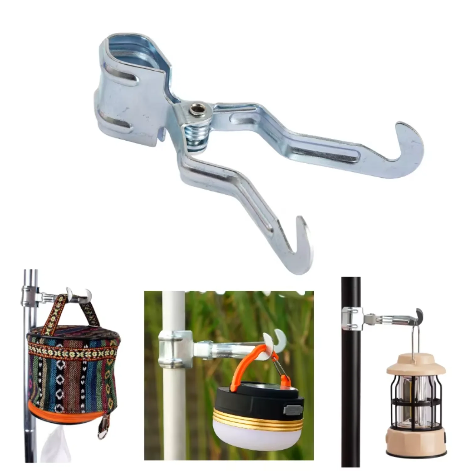 

1/2pcs Outdoor Metal Iron Clip Camping Tent Light Stand Hanging Hook Multi- Hiking in The Wilderness Lamp Hanger Clamp Ab roller