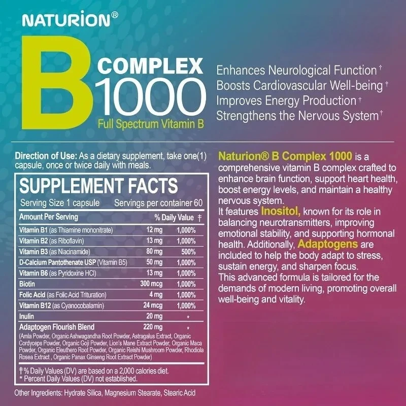 Full Spectrum B-complex Vitamin Supplements -60 Capsules