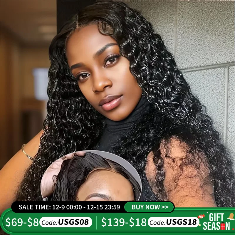 Glueless Wig Human Hair Ready To Wear Curly Wigs Human Hair Lace Frontal Wig Glueless Wig 100% Human Hair 5x5 Closure Wig