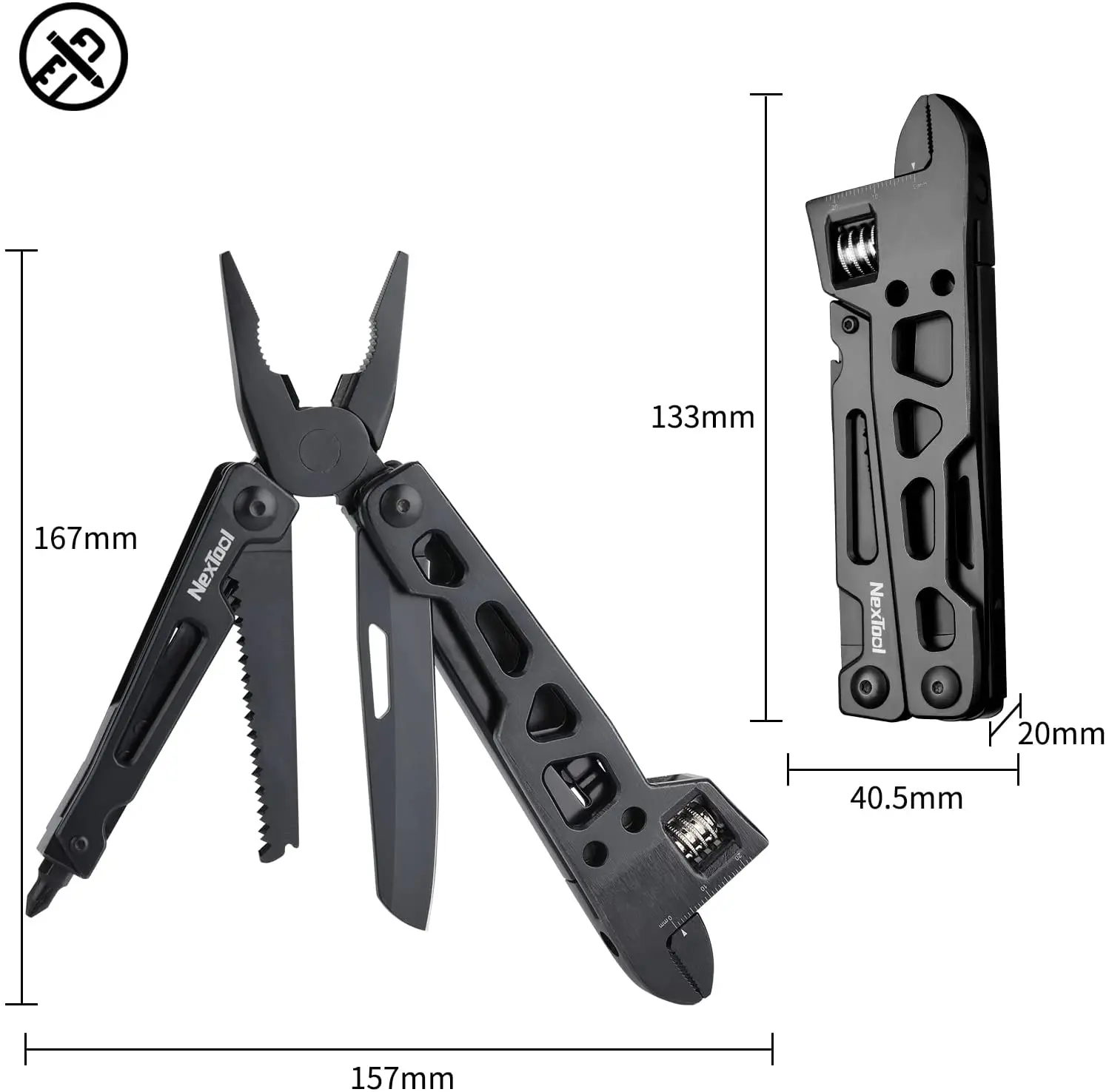 NexTool 9 In 1 Multi-Function wrench knife Folding Tool Multi-Purpose Pliers Wood Saw Slotted Screwdriver Kitchen Cutter