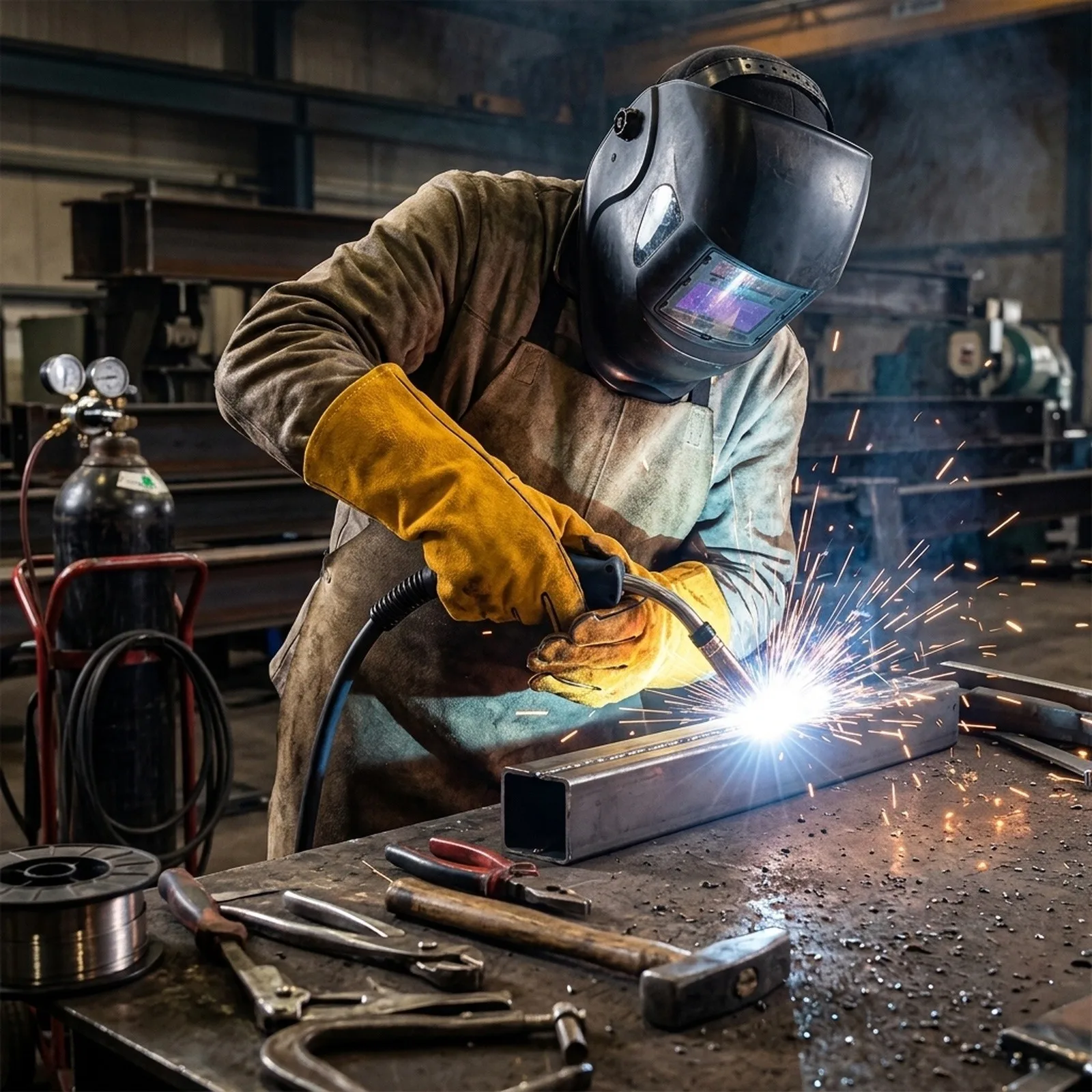 Welding Protector Work Gloves Building Construction Comfortable Drivers Fully Lined Business Industrial Welding