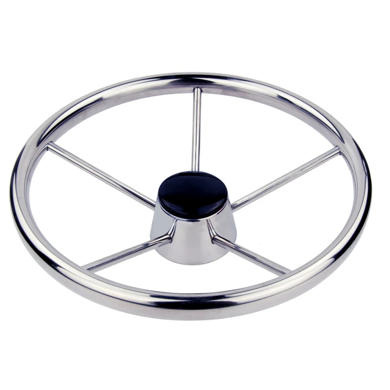 11 Inch 5 Spoke 25 Degree Stainless Steel Steering Wheel Adapter Fit for Marine Boat Yacht