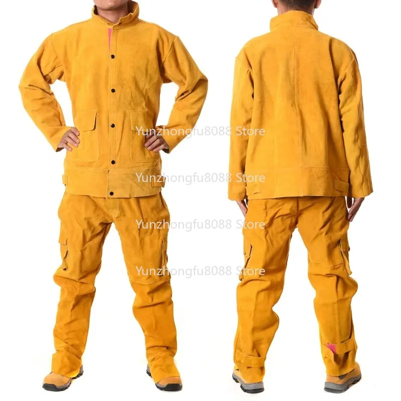 High Temperature Custom Logo Cowhide Split Leather Welding Cloth for Welding Gaoxin Buildings