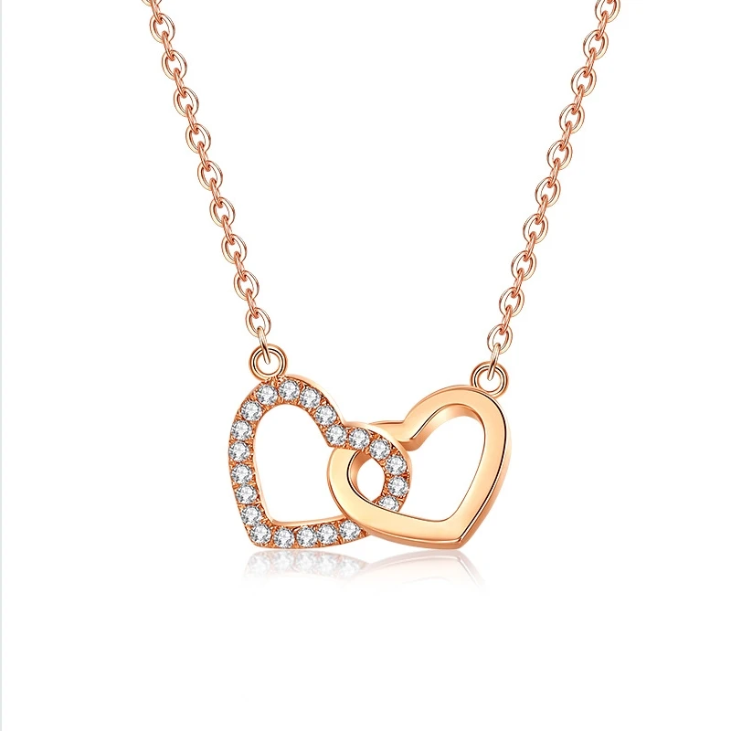 Small niche hot selling new Valentine's Day gift for girlfriend light luxury heart to heart S925 pure silver necklace women's je
