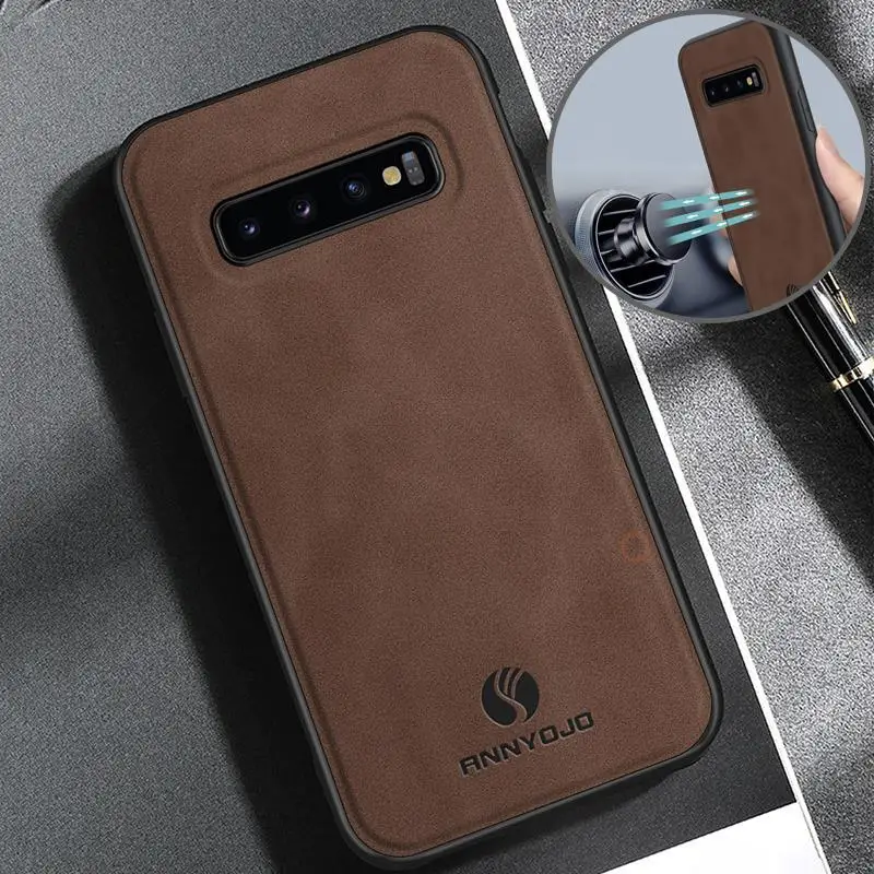 S 9 8 10 Retro Magnetic Sheepskin Leather Case For Samsung Galaxy S10 S9 S8 Plus 5g Luxury Men Business Cover S10plus S9plus