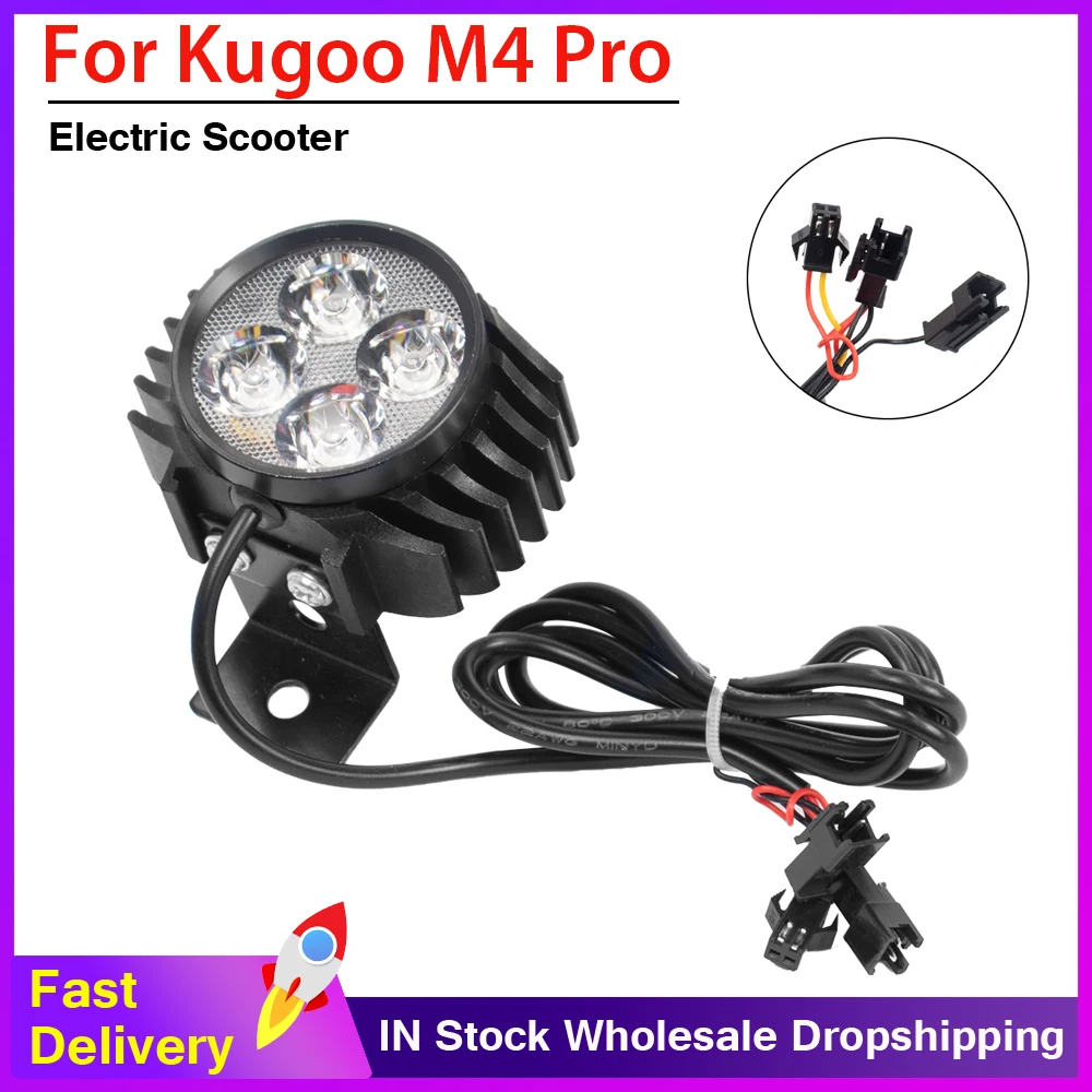 2 In 1 Horn Headlight Electric Scooter Front Light For KUGOO M4 PRO E-Bike 12-80V Night Safety Front Light Lamp Accessories