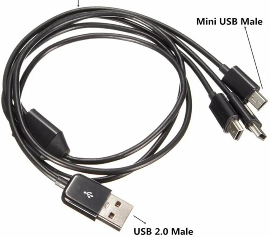 USB2.0ชนิดตัวผู้เป็น3มินิ USB B ตัวผู้ชาร์จข้อมูล5ขาสายต่อชาร์จพลังงานซิงค์480Mbp ที่แยกสายไฟพลังงานสำหรับโทรศัพท์ความเร็วสูง