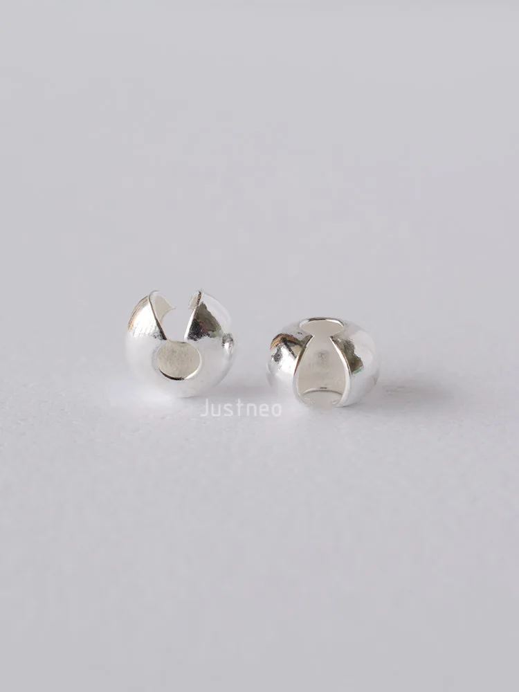 Silver Crimp Cover Bead, 925 Sterling Silver Loose Crimp Bead Knot Cover Hypoallergenic for Jewelry Making