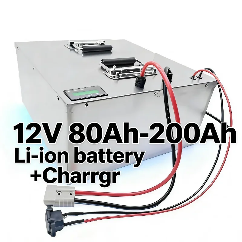

12V Lithium Ion Battery 80Ah to 200Ah Rechargeable Battery Pack for Solar Panel Inverter 1KW 2KW Camping RV Marine Golf Cart Off