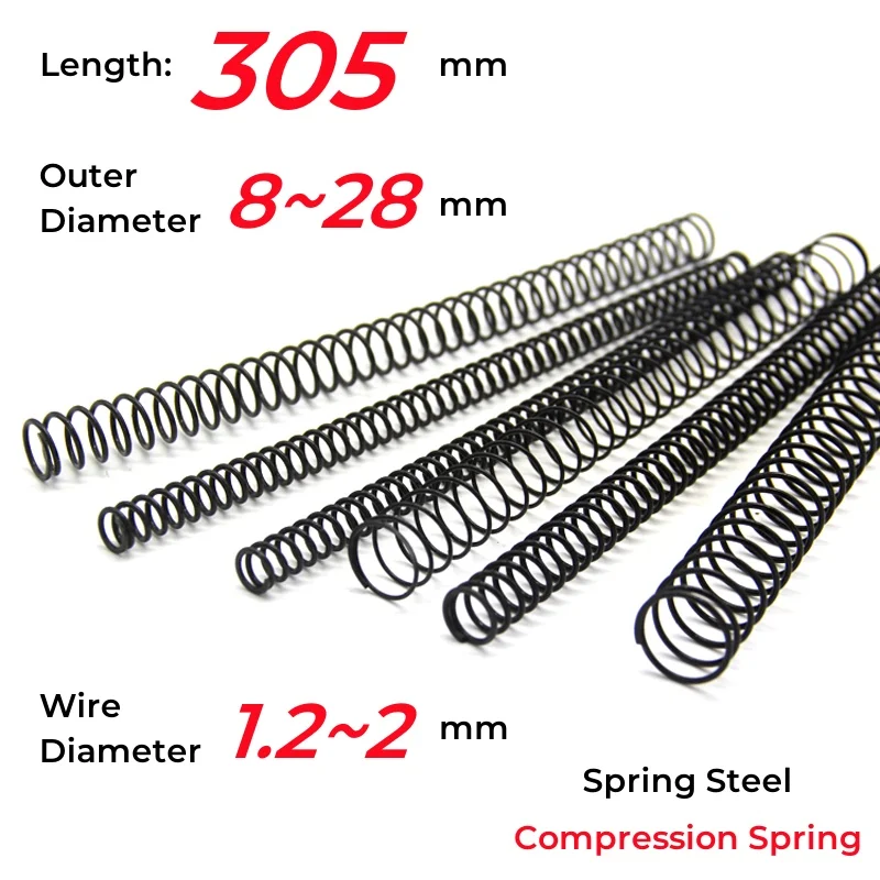 Spring Steel Compression Spring Rotor Return Compressed Spring Release Pressure Springs Wire Diameter 1.2~2mm Length 305mm