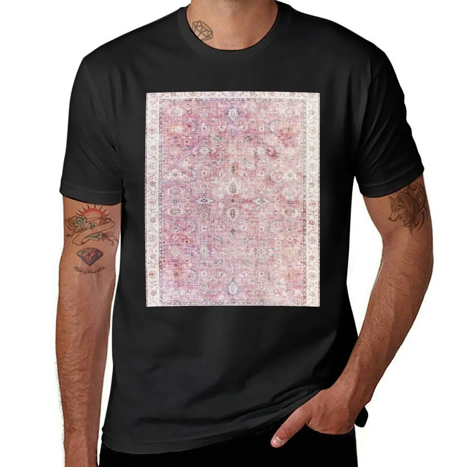 Farmhouse Bohemian Rustic Floral Pink Moroccan Fabric Style T-Shirt new edition funnys T-shirt men