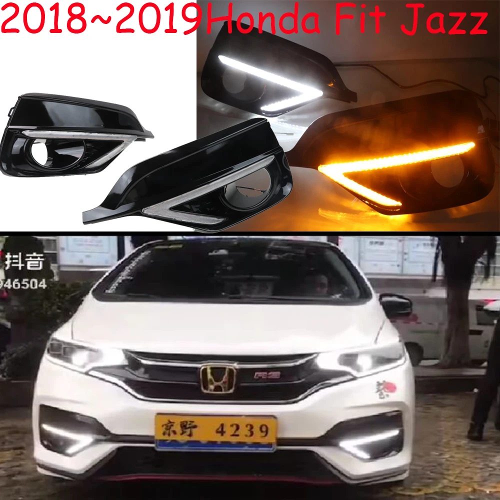 

1set Bumper Fog Lamp for Honda Fit Jazz taillight LED DRL 2018 2019year Jazz Fit Daytime Running Fog Light car Accessories