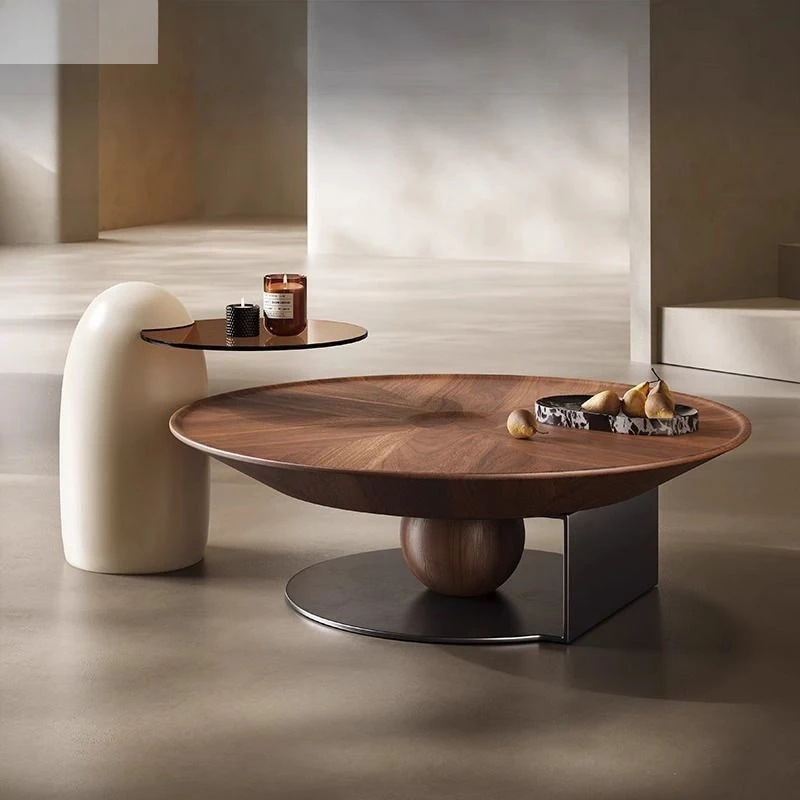 Italian minimalist round coffee table light luxury modern combination simple living room small apartment home senior creative