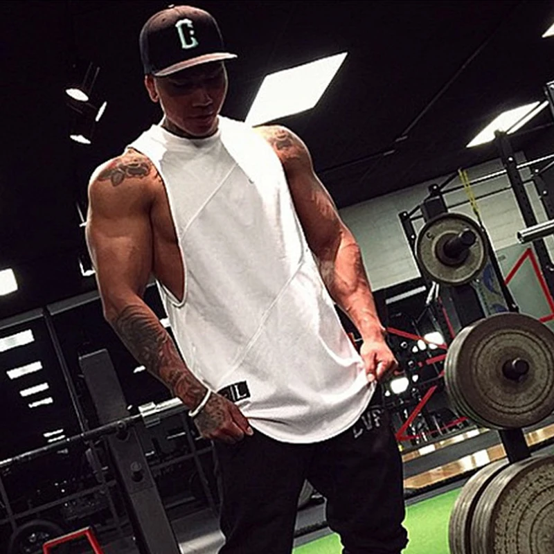 Herren Baumwoll-Muskelshirt Ärmellos Gym Bodybuilding Fitness Workout Freizeit Sportliches Singlet Trainingsweste Kleidung Top