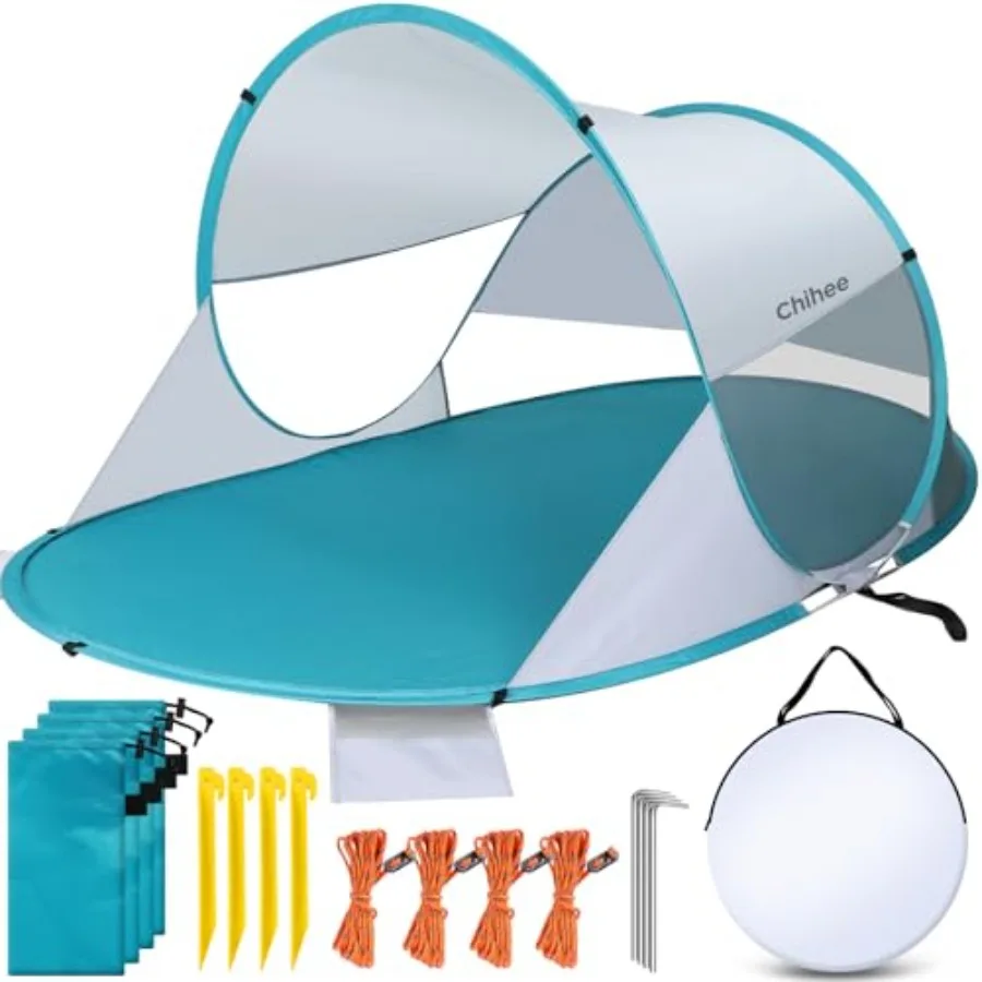 

Pop Up Beach Tent for 1-2 Person Instant Automatic Sun Shelter with UV Protection Silver Coated Fabric Breathable Mesh Lightwei