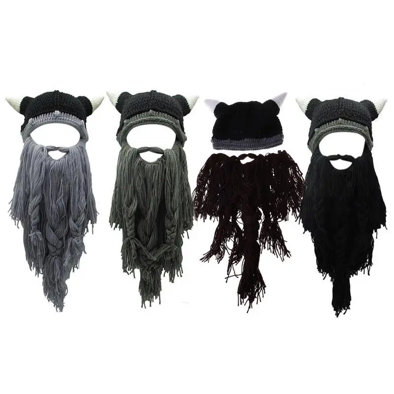 Bonnet à barbe Viking drôle 652F, chapeau en corne, accessoires Cosplay fête d'halloween exquis, capuchon d'oreille pour
