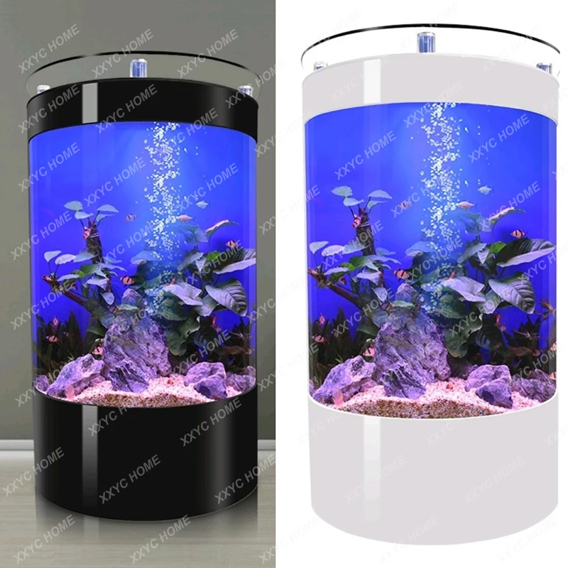 Semicircle Fish Tank Living Room Home Glass Aquarium against the Wall Ecological Pot Small Change Water