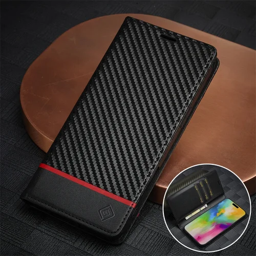 Etui 탄소 섬유 마그네틱 플립 케이스, 부드러운 가죽 지갑, 삼성 갤럭시 Z 폴드 3 폴드 5 폴드 4 5G  Best5