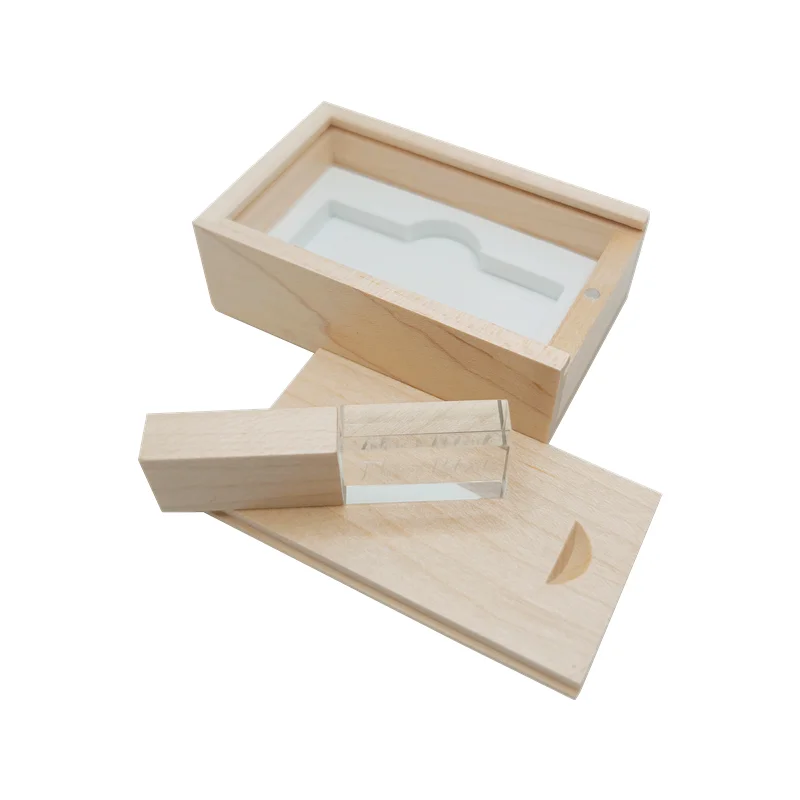 10 ชิ้น/ล็อตเมเปิ้ลคริสตัล USB2.0 แฟลชไดรฟ์ 4GB 8GB 16GB 32GB 64GB 128GB และกล่องเมเปิ้ลฟรีโลโก้ที่กำหนดเอง