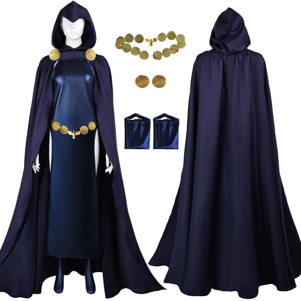 

Костюм Титана Рейвена для подростков в стиле мультфильма, комплект: плащ, комбинезон, аксессуары, униформа, наряды для Хэллоуина, карнавала, вечеринок