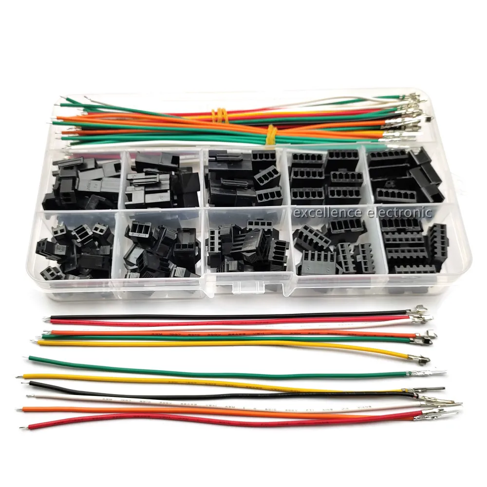 Zestaw złączy męskich i żeńskich JST SM 2,54 mm z przewodem zaciskanym 22AWG SM2.54 2/3/4/5/6 pinów Obudowa Adapter Złącze kablowe