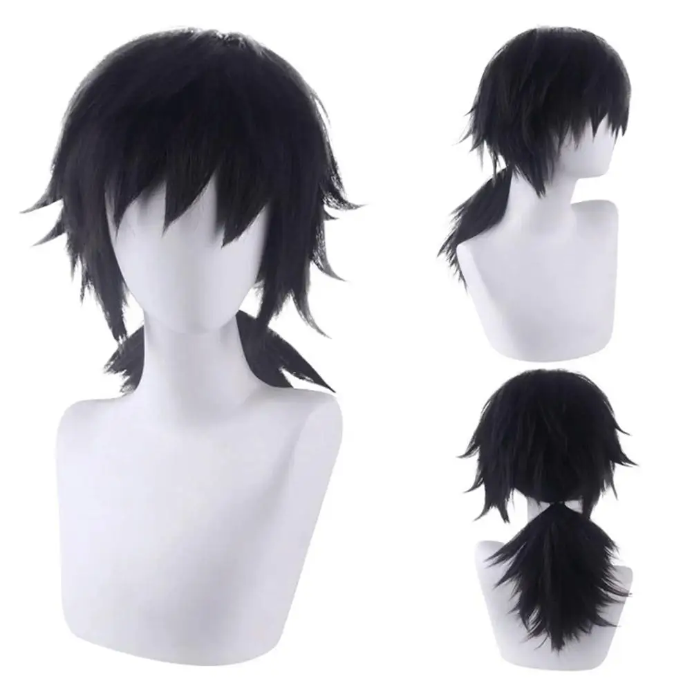 

Парик для косплея для аниме Demon Hashibira Inosuke, парики для женщин, длинные, черные, синие, прямые, реквизит для вечеринки, Хэллоуин G4n3